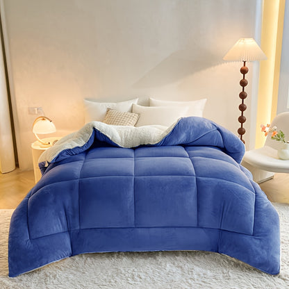 Sherpa Fleece Blanket 500GSM Three-Layer Warm Throw Blanket for Sofa Couch Bed Camping - Soft Plush Blanket All Seasons Navy Blue Beige Dark Gray Tie-dye Grey