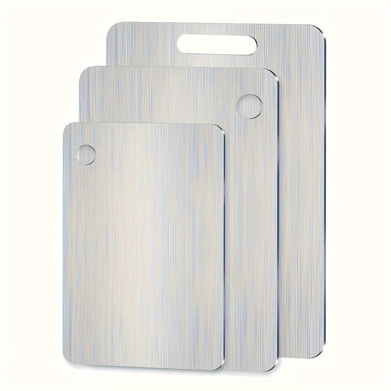 Metal Cutting Board Set 3 Pieces, Stainless Steel Chopping Board Dual-Sided for Kitchen, Portable Non-Slip Cutting Boards for Meat Vegetables Bread Fruit, Easy Clean Dishwasher Safe Kitchen Boards