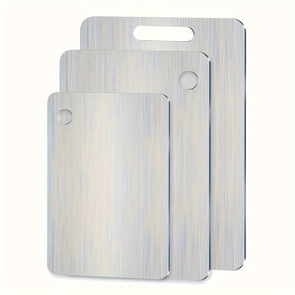 Metal Cutting Board Set 3 Pieces, Stainless Steel Chopping Board Dual-Sided for Kitchen, Portable Non-Slip Cutting Boards for Meat Vegetables Bread Fruit, Easy Clean Dishwasher Safe Kitchen Boards