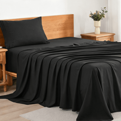 Cooling Bed Sheet Set 3/4 Piece 18 Inch Deep Pocket, Soft Breathable Microfiber Sheets for Hot Sleepers Hotel Luxury Summer Bedding Twin Full Queen King, 12 Colors Available