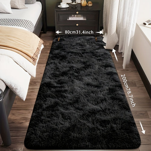 Tie-Dye Plush Runner Rug 31.5x78.7 Inch Soft Fluffy Non-Slip Absorbent Floor Mat for Living Room Bedroom Hallway Home Decor – Light Grey Dark Gray Pink Black