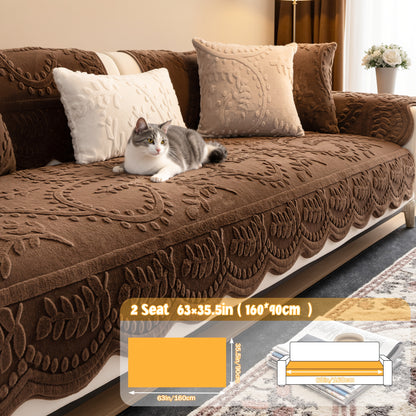 Faux Rabbit Fur Sofa Cover Plush Quilted Non-Slip Machine Washable Couch Protector for Pets – Fits 1 2 3 4 Seater Sofa, Sectional, Loveseat | Bedroom Living Room Office | Home Viaco
