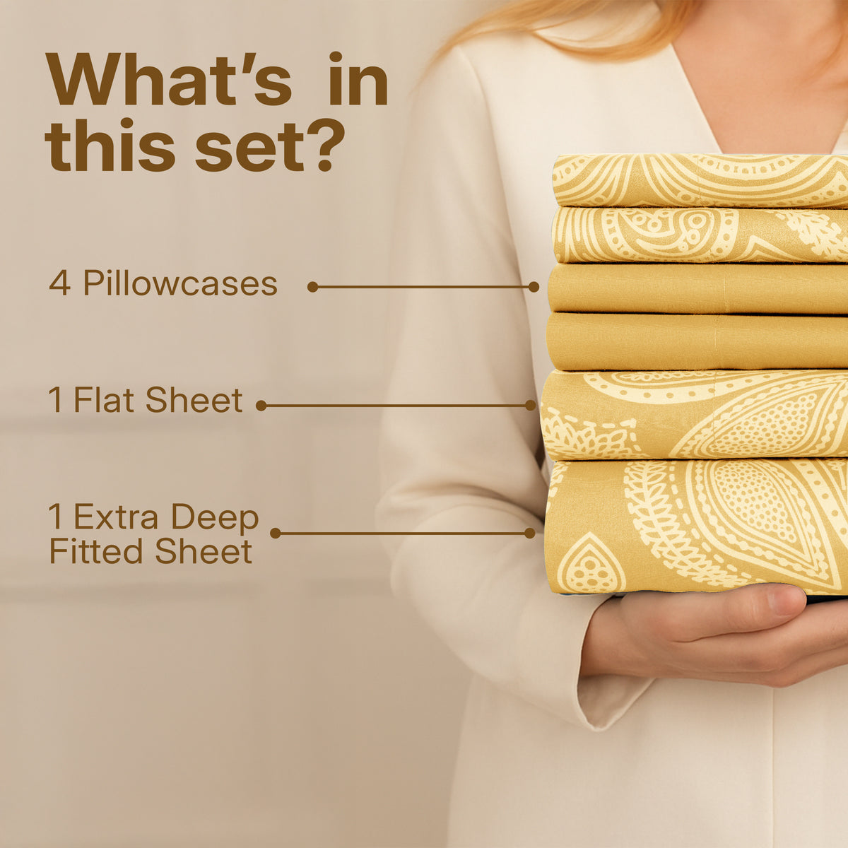 Deep Pocket Fitted Sheet Set 4-Piece Microfiber Soft Brushed Polyester Wrinkle Free Bed Sheets 10 Colors Twin Full Queen King California King