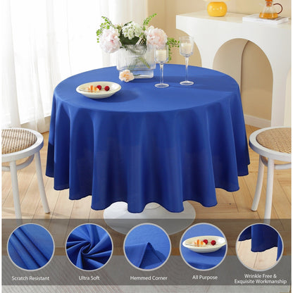 Round Tablecloth 10 Pack Wrinkle-Resistant Polyester Fabric Table Cover for Wedding Party Banquet Restaurant Home, Washable Reusable Round Table Cloth 60 70 90 108 120 Inch Multiple Colors
