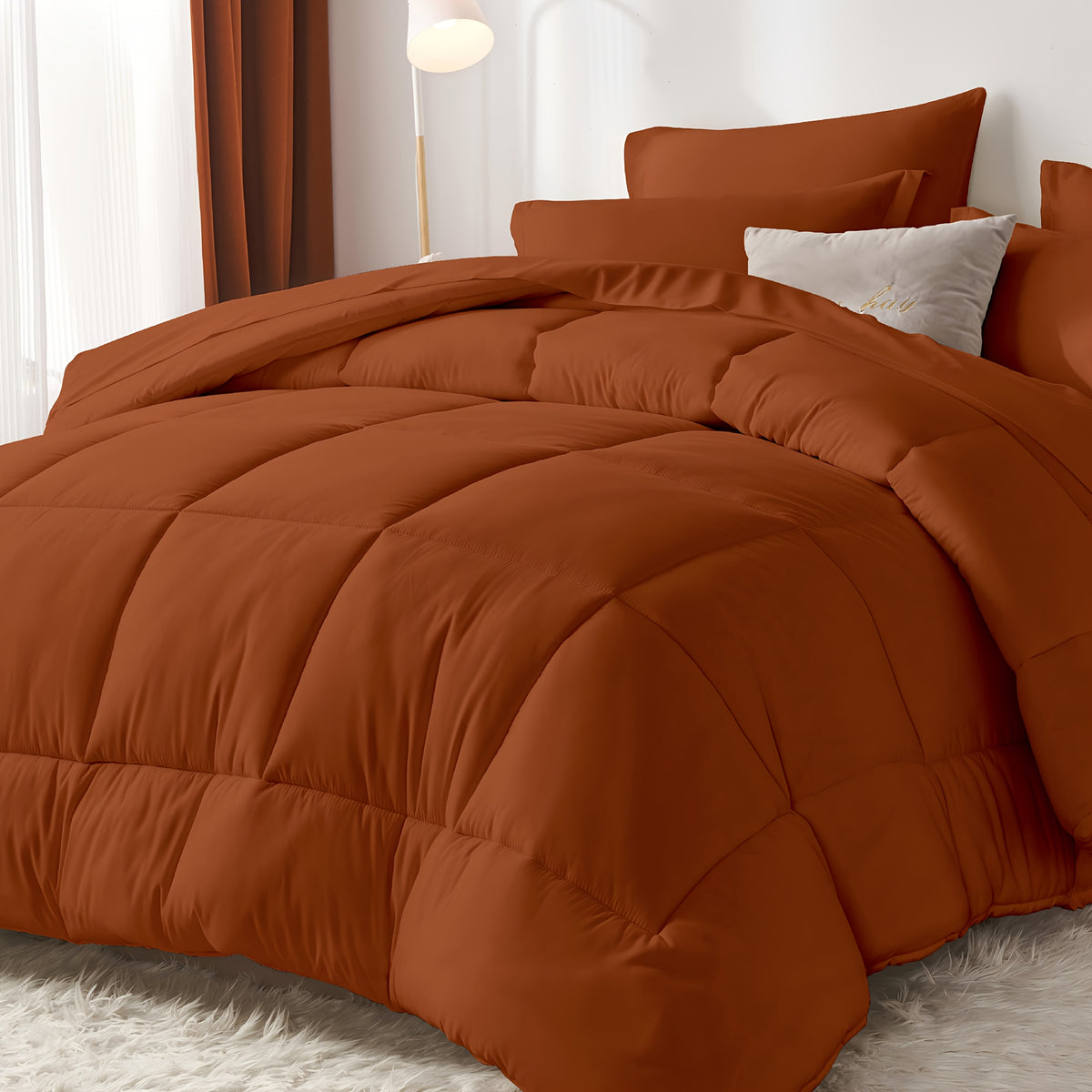 Thin Quilt Comforter Set Twin Full Queen King – Lightweight Breathable Bed in a Bag with Sheets Pillowcases Pillow Shams, All Season Microfiber Bedding Multi-Color
