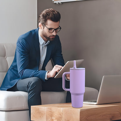 40oz Stainless Steel Insulated Tumbler with Foldable Straw & Lid – Double Wall Vacuum, Keeps Hot 12H Cold 24H, 6 Colors, Perfect for Travel, Office, Car, Gifts