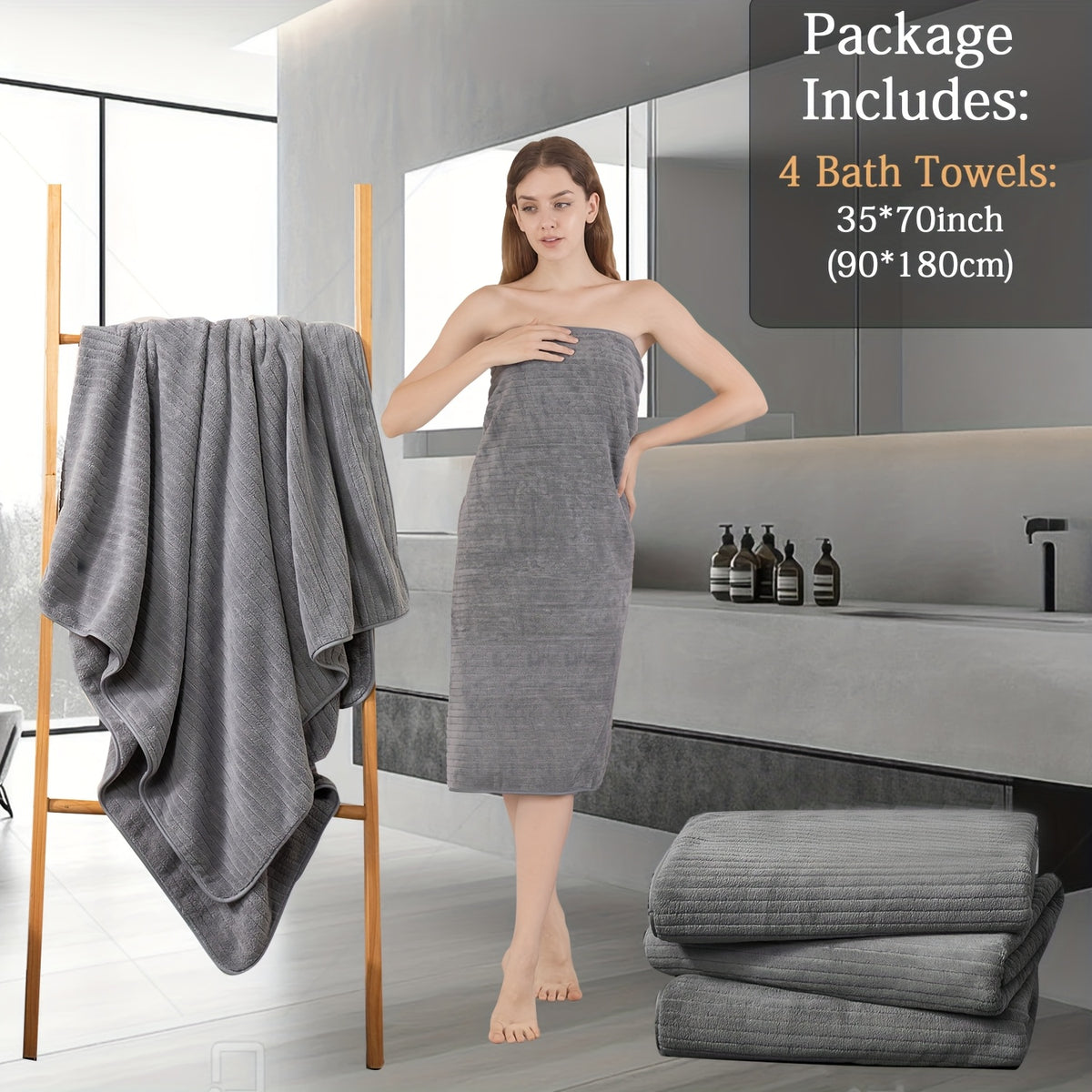 Oversized Bath Towels Set 4 Pack – 35"x70" Extra Large Microfiber Bath Sheets, Super Soft Absorbent Quick Dry Shower Towels for Bathroom, Hotel, Family, 13 Colors Available