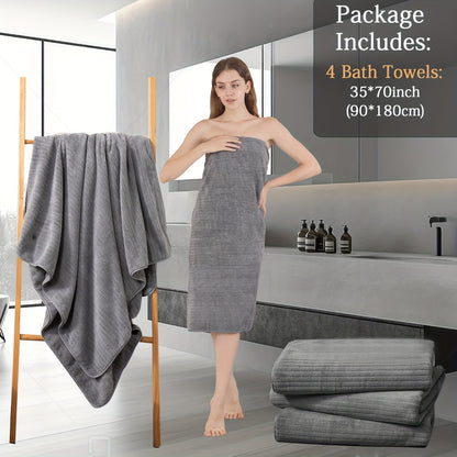 Oversized Bath Towels Set 4 Pack – 35"x70" Extra Large Microfiber Bath Sheets, Super Soft Absorbent Quick Dry Shower Towels for Bathroom, Hotel, Family, 13 Colors Available