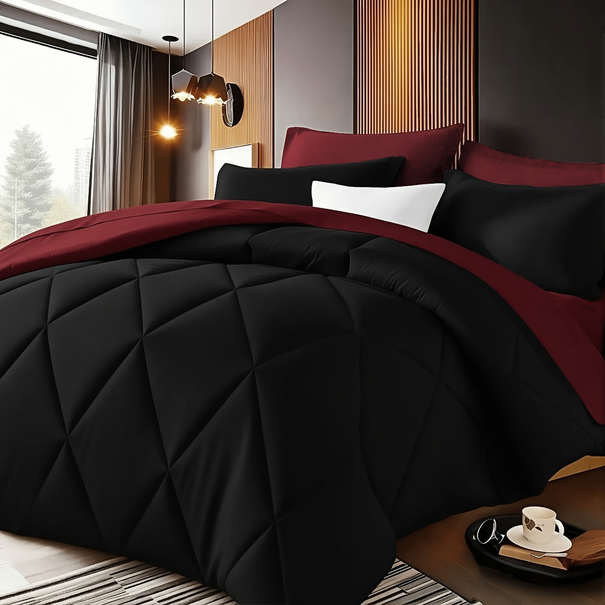 Quilt Comforter Set with Pillowcases Twin Queen King - Soft Breathable Diamond Pattern Lightweight Bed Quilt 2/3 Piece, 20 Colors Blue Purple Green Red Black Orange Brown