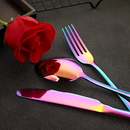 Rainbow Flatware Set Stainless Steel 20 or 60 Piece, Colorful Iridescent Cutlery Set Dishwasher Safe Rust-Resistant, Silverware Set for Home Wedding Restaurant Dining, Forks Knives Spoons