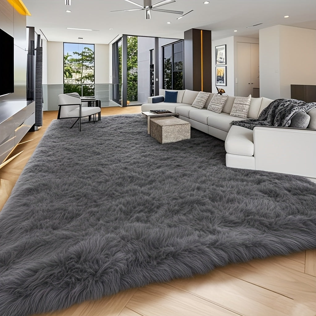 Luxury Plush Area Rug 8x10 Feet Ultra-Soft 1.7 Inch High Pile Fluffy Carpet Non-Slip for Living Room, Bedroom, Study Room & Dorm – Fuzzy Furry Modern Shag Rug for Home Decor