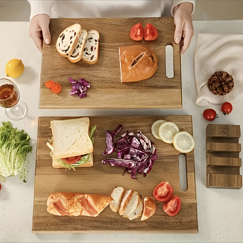 Large Acacia Wood Cutting Board – Solid Hardwood Chopping Board with Non-Slip Base, Serrated Grip Edges, Natural Grain Butcher Block for Meat Vegetables Bread Cheese Kitchen Prep
