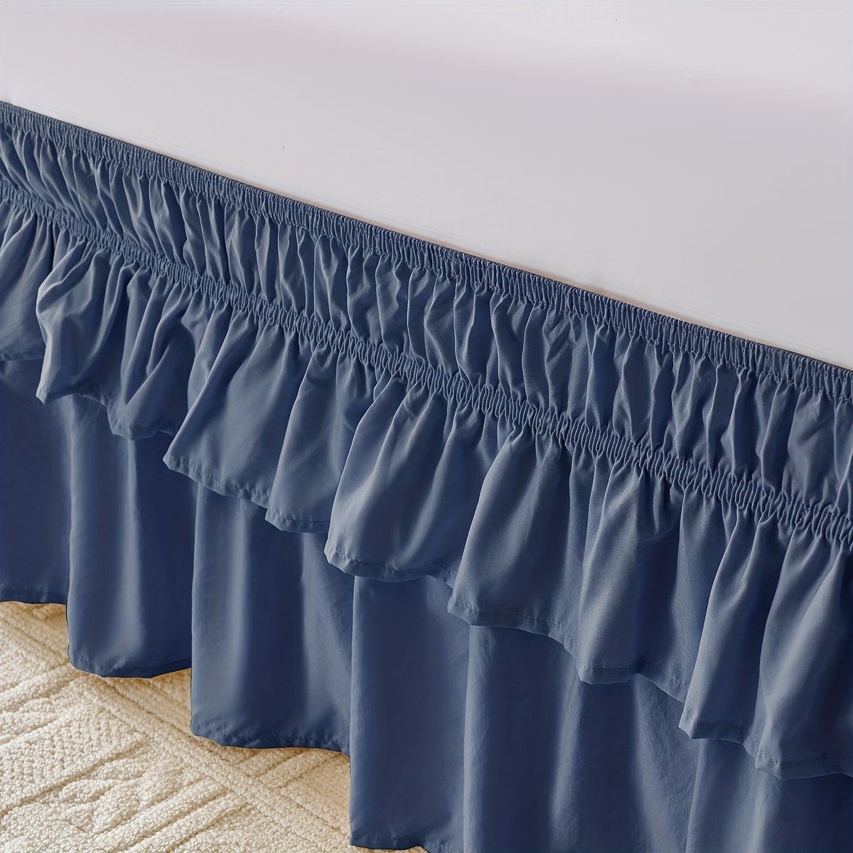 Ruffle Bed Skirt 16 Inch Drop Elastic Wrap Around – Twin Full Queen King/CK, 10 Colors, Easy No-Lift Install, Machine Washable Dust Ruffle