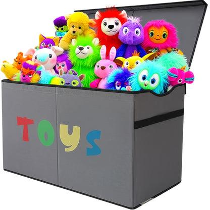 Extra Large Kids Storage Bin with Lid 31.7 Gallon, Collapsible Toy Chest Organizer for Boys & Girls, Toddler Storage Box for Living Room, Bedroom & Nursery Shelf – Black or Gray