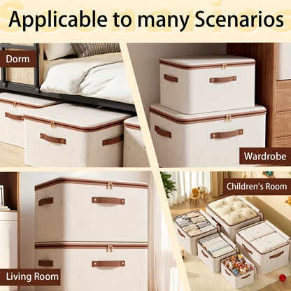 Foldable Storage Bins with Lids 2 Pack Large Capacity Collapsible Organizer for Clothes, Blankets, Books, Toys & Under-Bed Storage – Space Saving Home Storage Solution