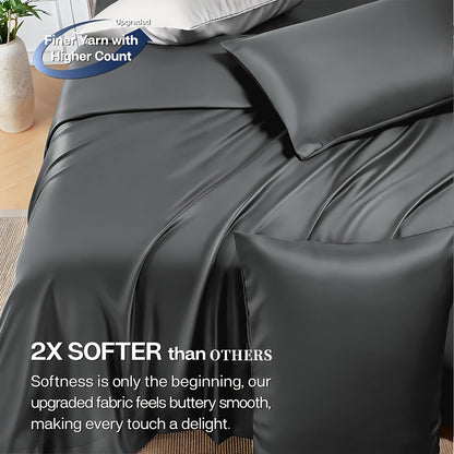 Cooling Bed Sheets Set 6 Piece – Ultra Soft Deep Pocket 17" Bed Sheet Set for Hot Sleepers Twin Full Queen King 13 Colors