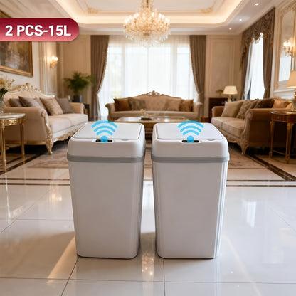Smart Sensor Trash Can Automatic Touchless – Large Capacity Quiet Odor-Proof Pet-Resistant Auto Open Close Garbage Bin for Kitchen Living Room Bathroom Bedroom, 1 or 2 Pack Sleek Design