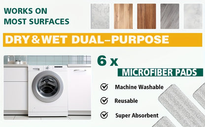 Hands-Free Flat Mop and Bucket Set with 5 Microfiber Pads – Self-Wringing Floor Mop for Hardwood, Tile & Laminate, Bedroom Kitchen Bathroom Living Room Cleaning Kit