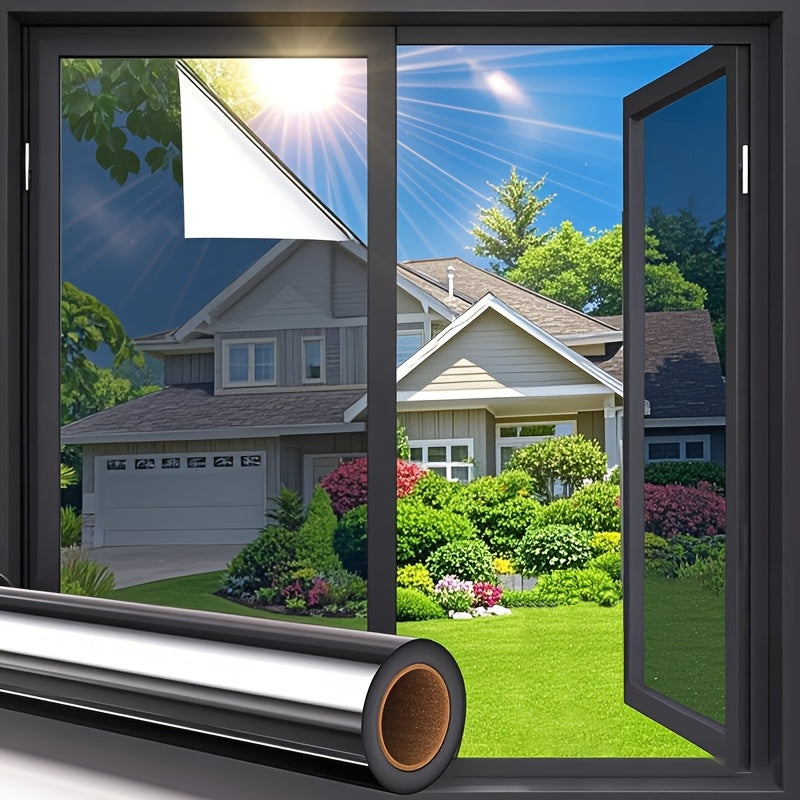 One Way Privacy Window Film Mirror Static Cling No Glue Thermal Insulation Glare Reduction 20x126 Inch for Home Office Bedroom Kitchen Balcony
