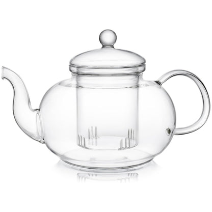 Glass Teapot with Infuser 1000ml – Borosilicate Glass Tea Pot with Detachable Filter for Loose Leaf & Flowering Tea, Gooseneck Spout, Microwave & Stovetop Safe, Optional 4-Cup Tea Set Gift Box