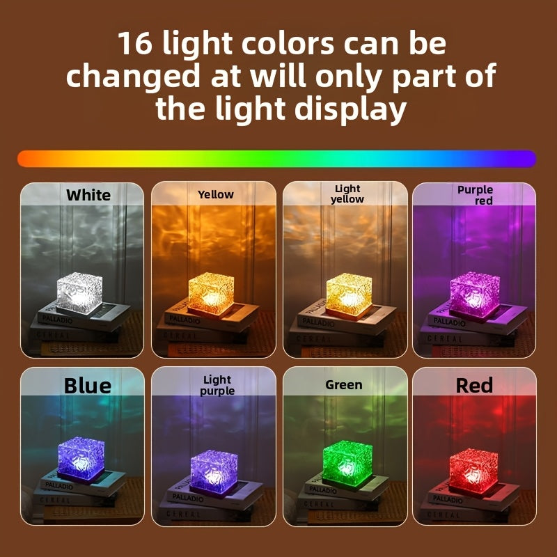 Ocean Wave Projector Light 16 Color – 3D Holographic Water Ripple LED Night Light with Remote Control & Touch Switch, USB Powered Romantic Atmosphere Lamp for Bedroom, Living Room, Meditation & Relaxation