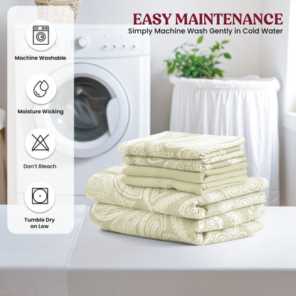 Deep Pocket Fitted Sheet Set 4-Piece Microfiber Soft Brushed Polyester Wrinkle Free Bed Sheets 10 Colors Twin Full Queen King California King