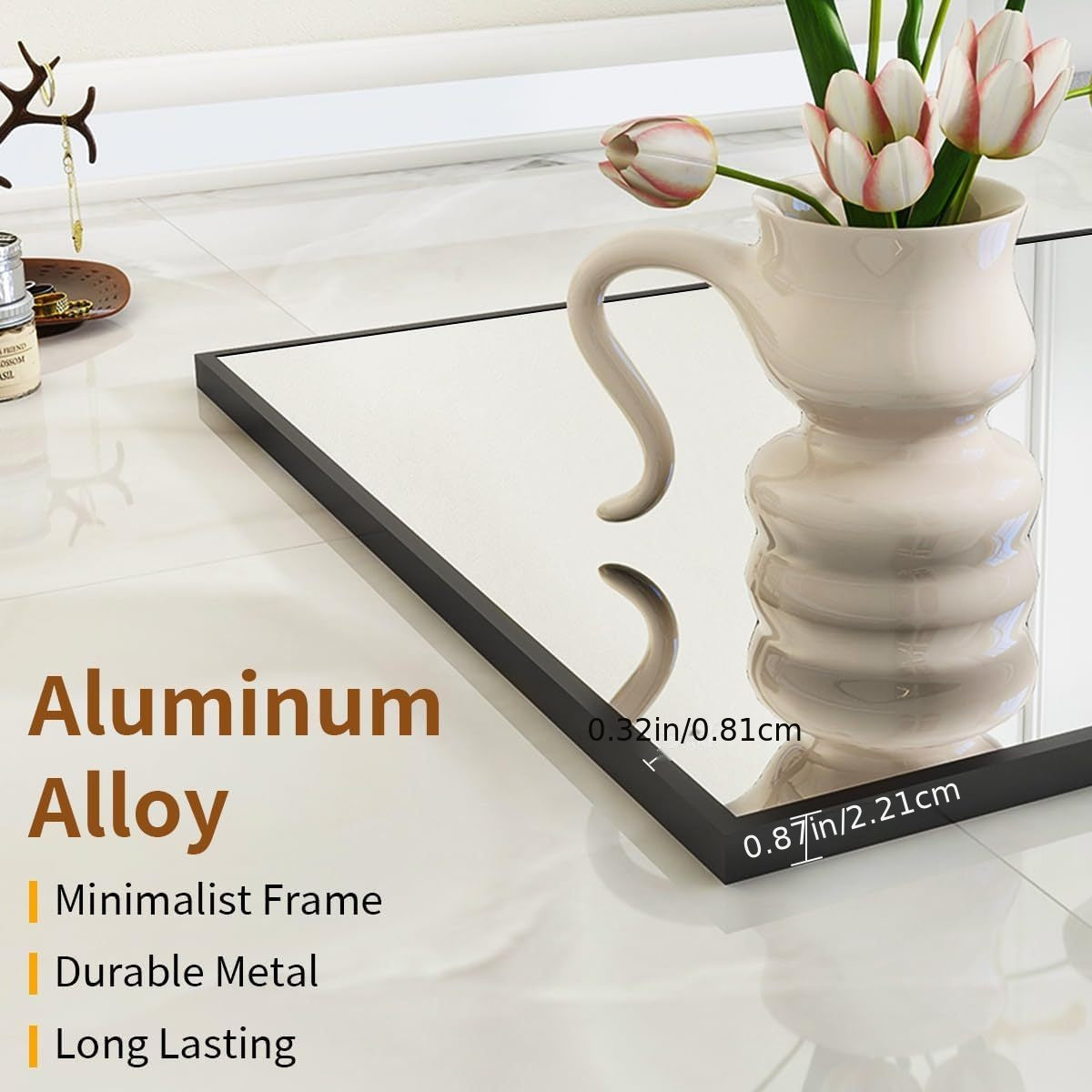 Full Length Mirror with Stand, Floor Mirror Aluminum Alloy Frame, Full Body Mirror Standing Hanging Leaning Against Wall for Bedroom Living Room