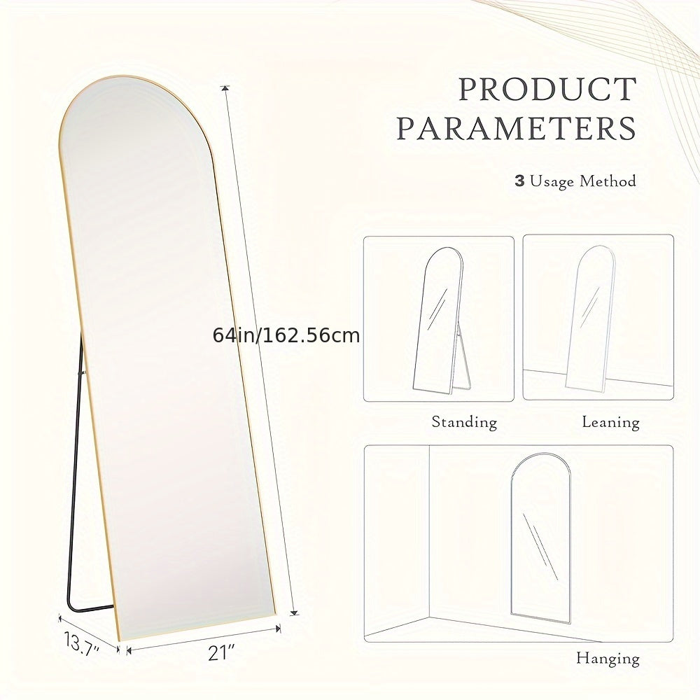 Full Length Mirror with Stand, Floor Mirror Aluminum Alloy Frame, Full Body Mirror Standing Hanging Leaning Against Wall for Bedroom Living Room