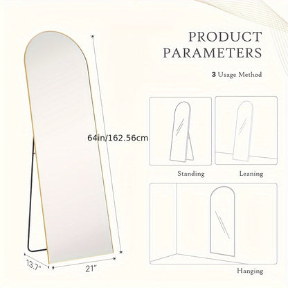 Full Length Mirror with Stand, Floor Mirror Aluminum Alloy Frame, Full Body Mirror Standing Hanging Leaning Against Wall for Bedroom Living Room