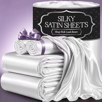 Satin Sheets Set 2100TC Ultra Soft Silky Breathable Bed Sheet Set 3 4 Piece Luxury Hotel Quality Deep Pocket Twin Full Queen King Champagne Black Pink Burgundy Navy