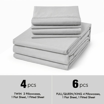 Fitted Sheet Deep Pocket Microfiber - Soft Breathable Cooling Bed Sheet Twin Full Queen King, Wrinkle & Fade Resistant, 14 Colors Available for Bedroom Dorm Guest Room