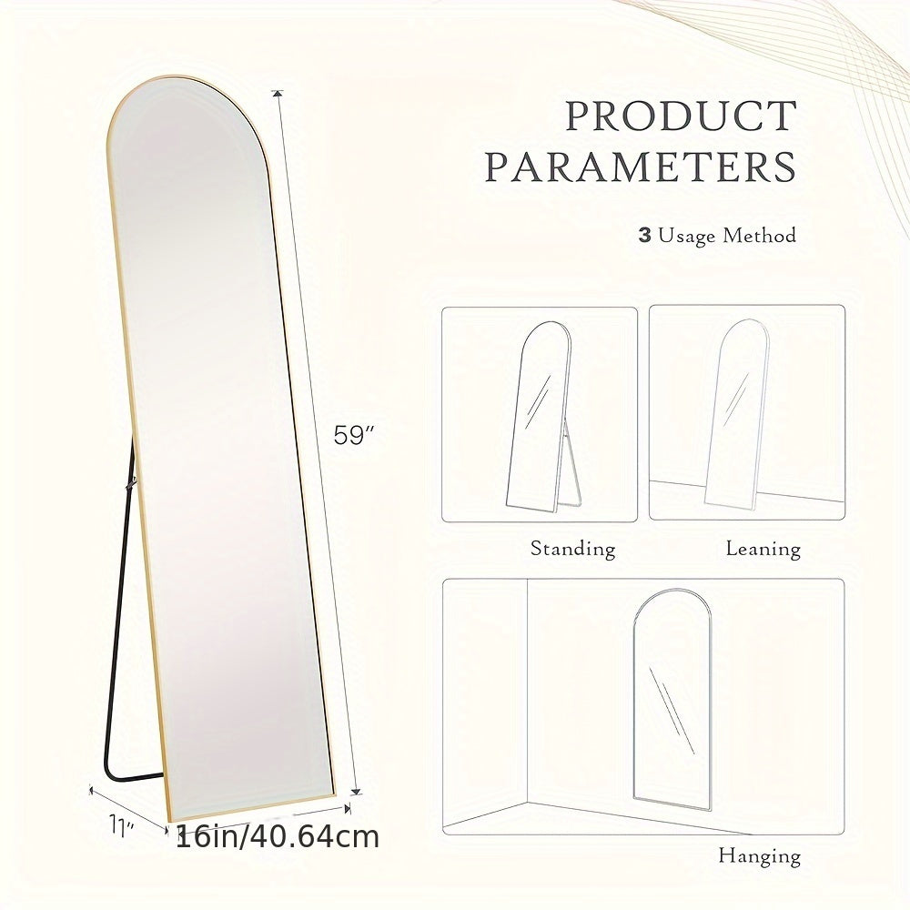 Full Length Mirror with Stand, Floor Mirror Aluminum Alloy Frame, Full Body Mirror Standing Hanging Leaning Against Wall for Bedroom Living Room