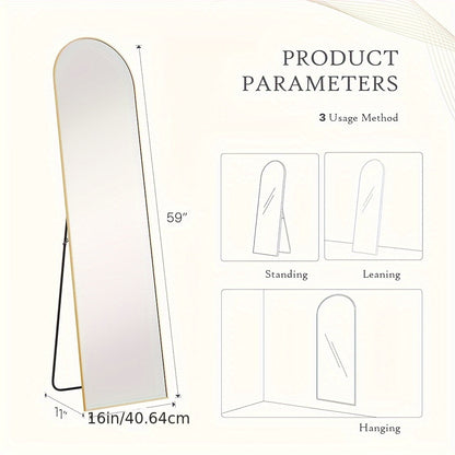 Full Length Mirror with Stand, Floor Mirror Aluminum Alloy Frame, Full Body Mirror Standing Hanging Leaning Against Wall for Bedroom Living Room