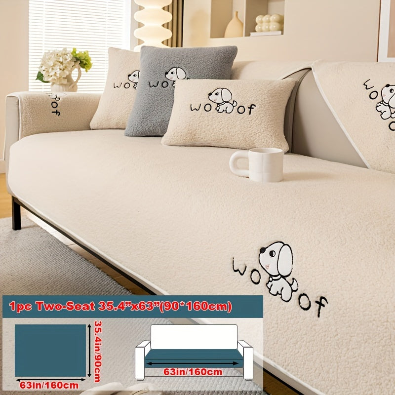 Sherpa Sofa Cover for Pets – Thick Plush Non-Slip Couch Protector Slipcover for Dogs & Cats, Furniture Protection Cover for Sofa Seat, Backrest, Armrest & Cushion, Bedroom Living Room Office