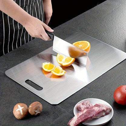 Metal Cutting Board Set 3 Pieces, Stainless Steel Chopping Board Dual-Sided for Kitchen, Portable Non-Slip Cutting Boards for Meat Vegetables Bread Fruit, Easy Clean Dishwasher Safe Kitchen Boards