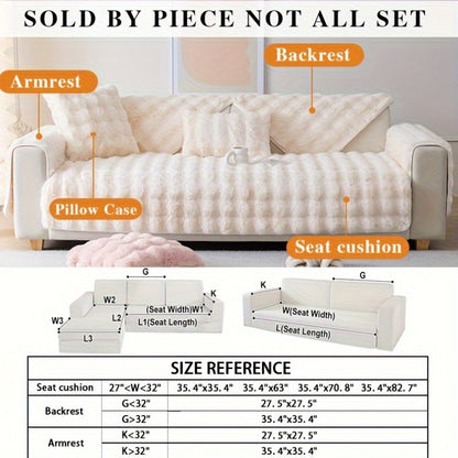 Faux Rabbit Plush Sofa Cover Winter Warm Thickened Anti-Slip Furniture Protector – Soft Pet-Friendly Couch Cover for Living Room Bedroom Office, 4 Colors