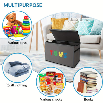 Extra Large Kids Storage Bin with Lid 31.7 Gallon, Collapsible Toy Chest Organizer for Boys & Girls, Toddler Storage Box for Living Room, Bedroom & Nursery Shelf – Black or Gray