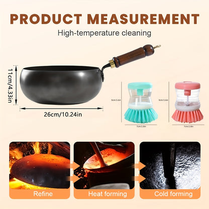 Japanese Wok Large Bellied Non Stick Cookware with Heat Resistant Handle, Fits Gas & Induction Stoves, Pressure Cooker for Soups & Stewing, Chafing Dish Alternative, Kitchen Camping Gadget