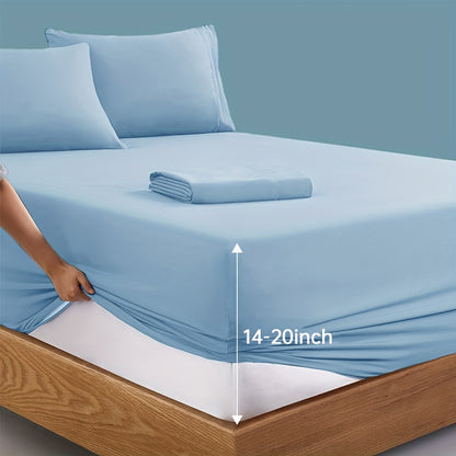 Deep Pocket Bed Sheets Set 4 Piece Hotel Luxury 2000 Thread Count Microfiber Fitted Sheet Twin Full Queen King Up to 20 Inch – 8 Colors Soft Breathable Wrinkle Resistant Bedding