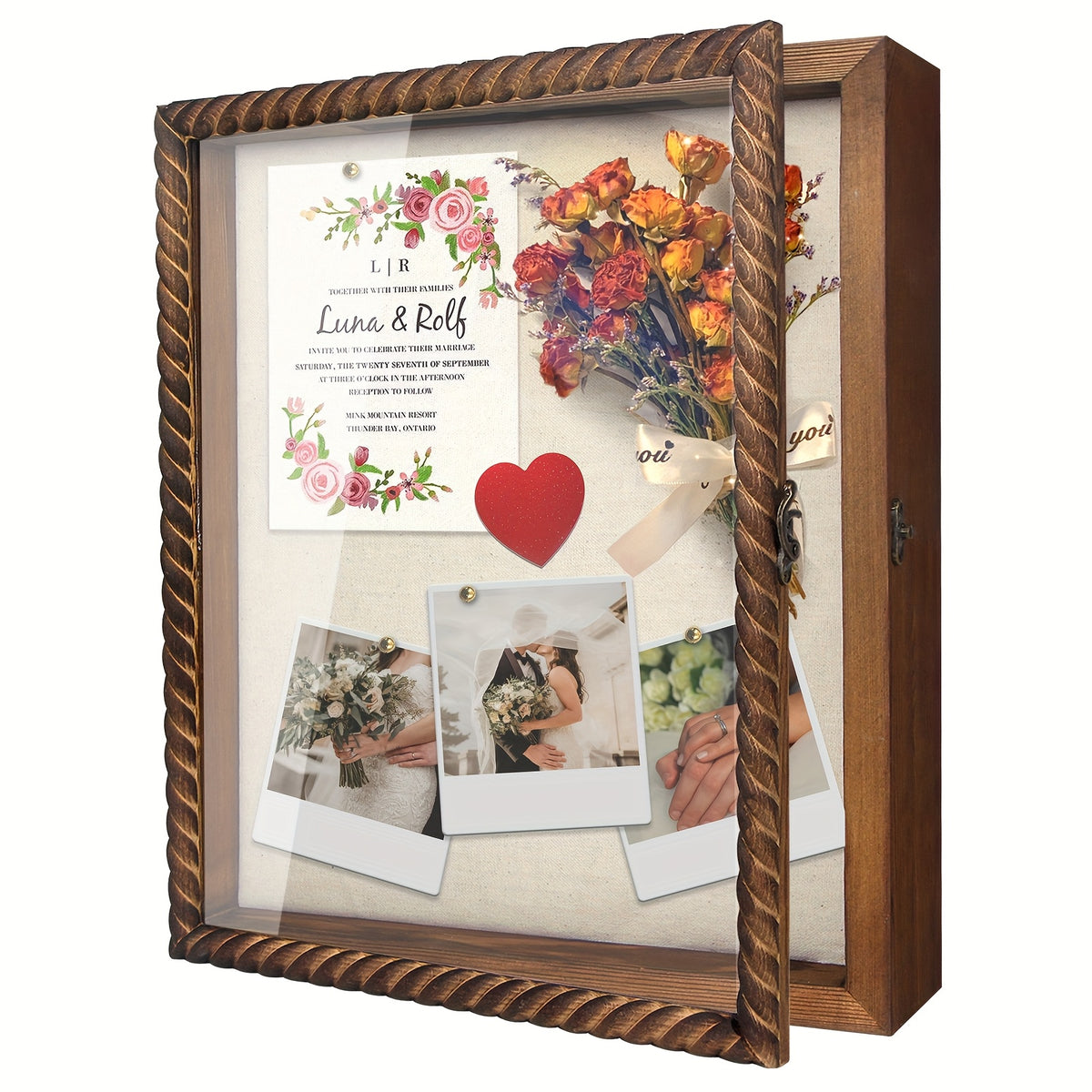 Shadow Box Frame with Linen Back 11x14 12x16, Large Rustic Memory Display Case with 4 Removable Shelves for Flowers Pictures Championship Rings Medals Coins Pins Collection Home Decor Wall Display