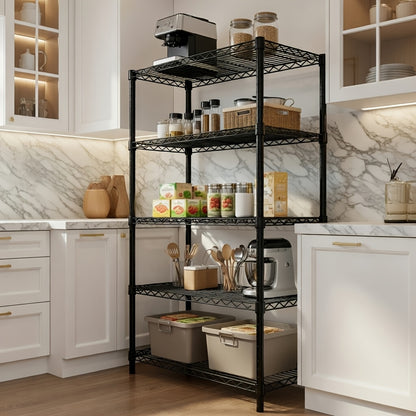 Heavy Duty Adjustable Metal Storage Shelving Unit 4 & 5 Tier - Garage, Pantry, Kitchen & Workshop Organizer Rack, Tool-Free Assembly, Industrial Steel Shelf for Home & Commercial Use
