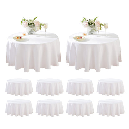 Round Tablecloth 10 Pack Wrinkle-Resistant Polyester Fabric Table Cover for Wedding Party Banquet Restaurant Home, Washable Reusable Round Table Cloth 60 70 90 108 120 Inch Multiple Colors