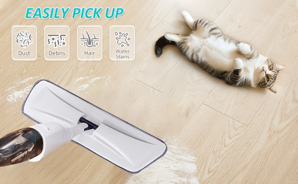 Microfiber Spray Mop with 3 Washable Reusable Pads – Water Spraying Flat Mop for Hardwood, Laminate, Tile & Ceramic Floors – Wet & Dry Dual-Purpose Household Floor Cleaning Mop Set