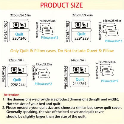 Quilt Set 3 Piece Soft Lightweight Bedding Set with 2 Pillowcases, Thin Comforter Set for Bedroom Guest Room Full Queen King, 10 Colors Washable Bed Quilt Cover Set