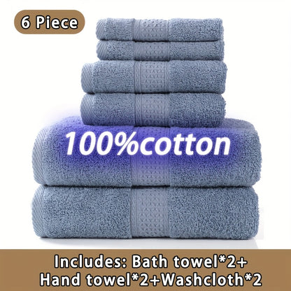 100% Cotton Bath Towel Set 3 or 6 Piece, Ultra Soft Highly Absorbent Knit Towels for Bathroom, Hotel Quality Bath Towels for Home Shower Spa Sauna, 360GSM Thick Towel Set in Grey Blue White