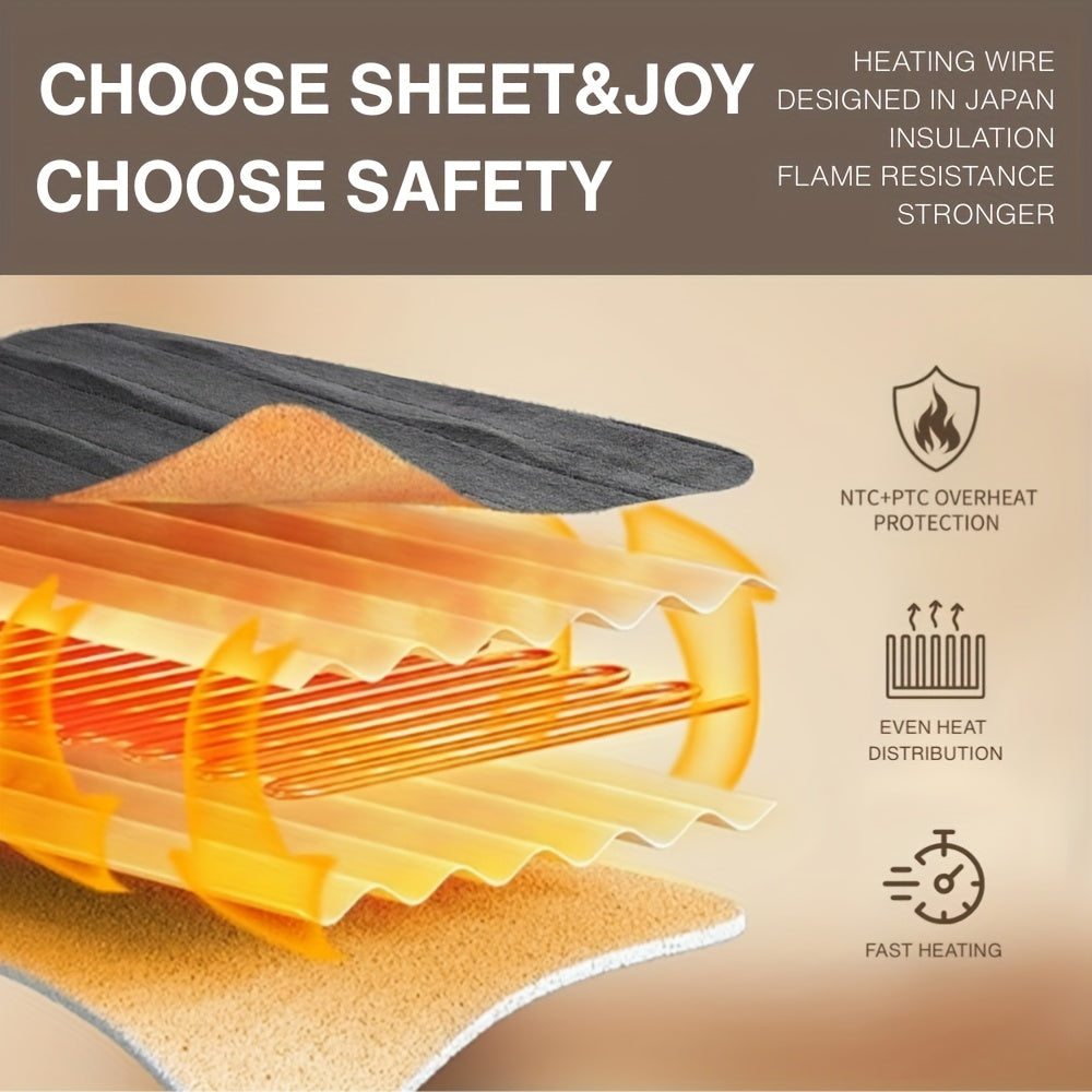 Heated Blanket Electric Flannel with 8 Heat Settings & 10-Hour Auto Off Timer, PTC NTC Dual Overheat Protection, Machine Washable Electric Blanket Throw Twin Full Queen King for Bed Couch Sofa