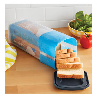 Bread Storage Container with Lid Transparent Flip Top Leak-Proof Reusable Plastic Sealing Box for Bread Toast Fruits Vegetables Rectangle Kitchen Food Storage Red Black