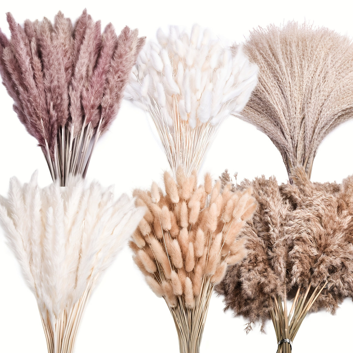 Artificial Pampas Grass & Rabbit Tail Grass Bouquet Set 118pcs – Multicolor Boho Faux Dried Flowers for Home Decor, Weddings, Vase Arrangements & Seasonal Celebrations