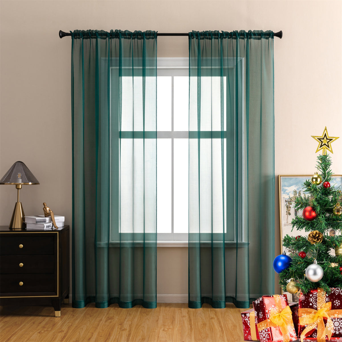 Sheer Curtains 2 Panels Rod Pocket Light Filtering Privacy Window Drapes for Living Room Bedroom Modern Home Decor 52x63 52x84 52x96 39x78 Inch