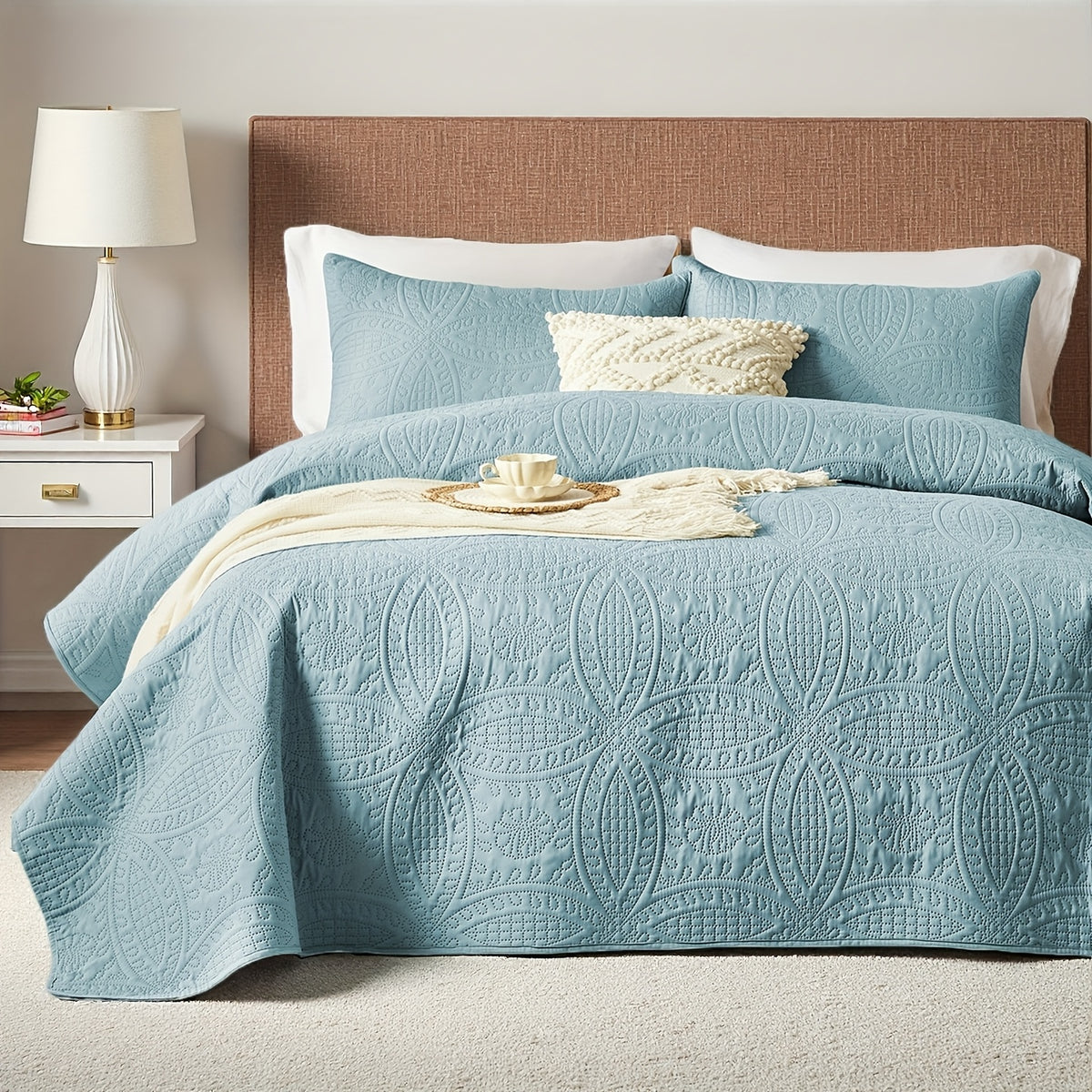 Coin Pattern Quilt Set 2/3 Piece – Lightweight Microfiber Bedspread Soft All-Season Coverlet with Pillow Cases, Twin Full Queen King, Modern Style Bedroom Comforter Set Multiple Colors & Random Color
